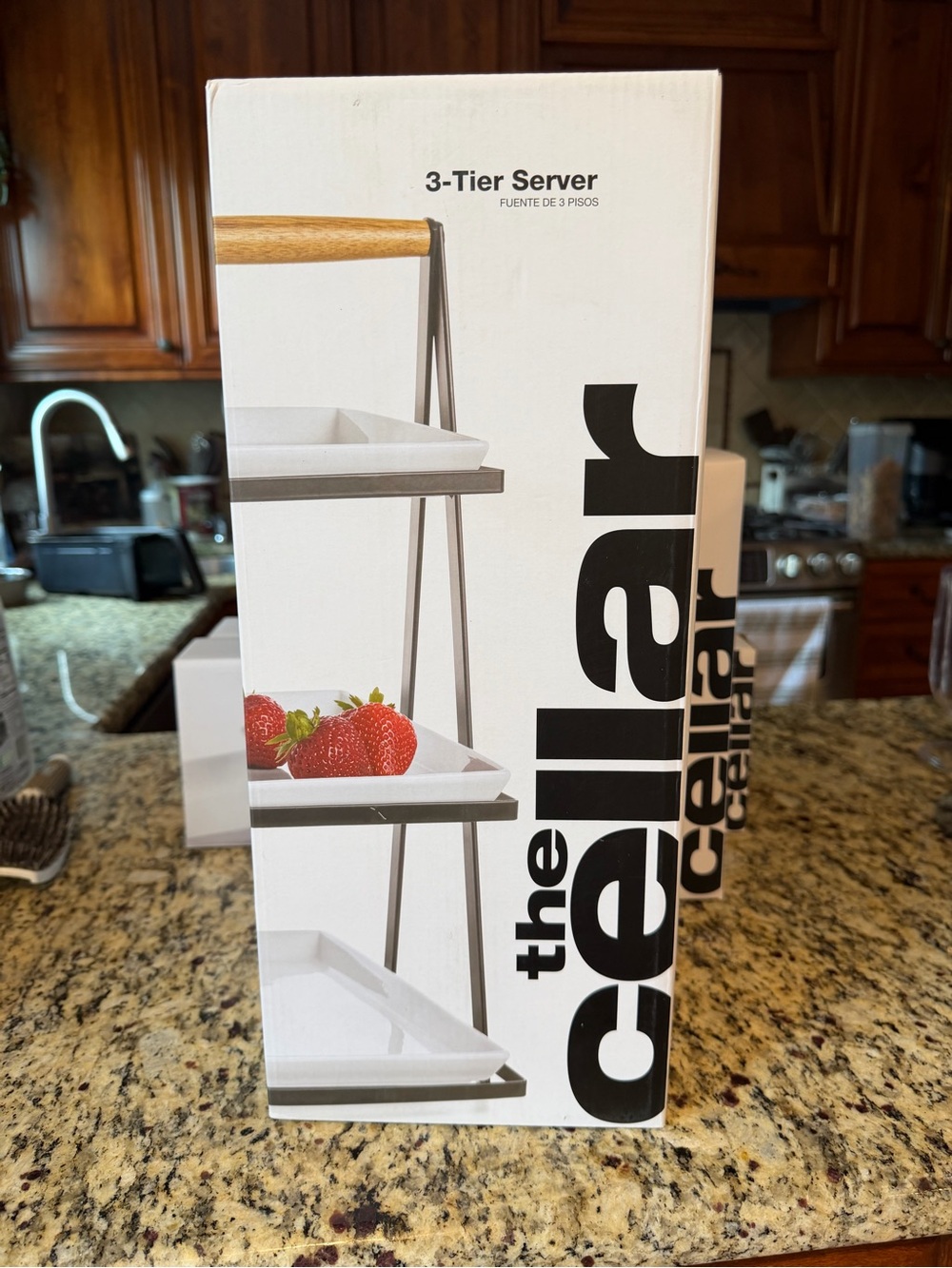 Macy's White 3-Tier Server with Wood Handle